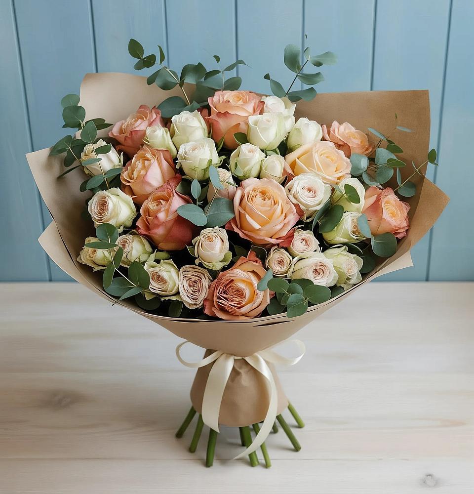 Букет цветов из: Альстромерии и Розы в Вуктыле