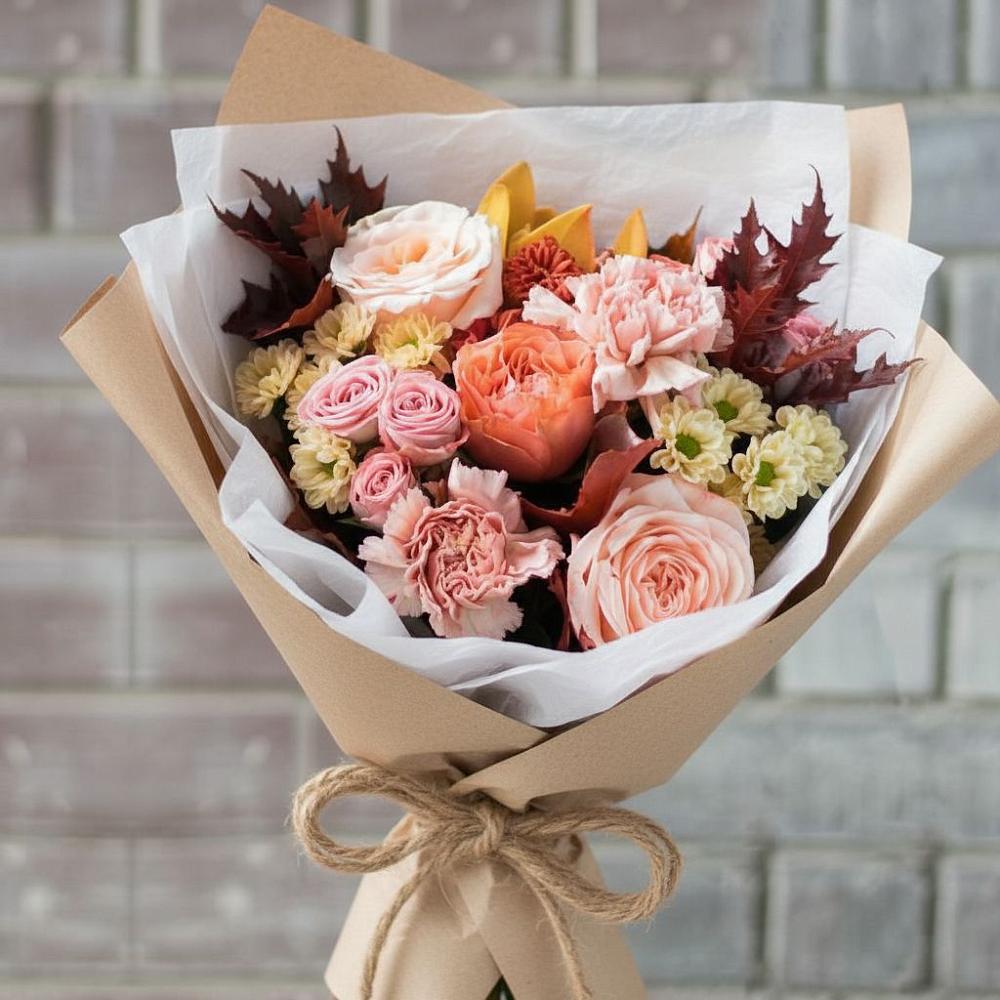 Букет цветов из: Гвоздики, Хризантемы и Розы в Вуктыле