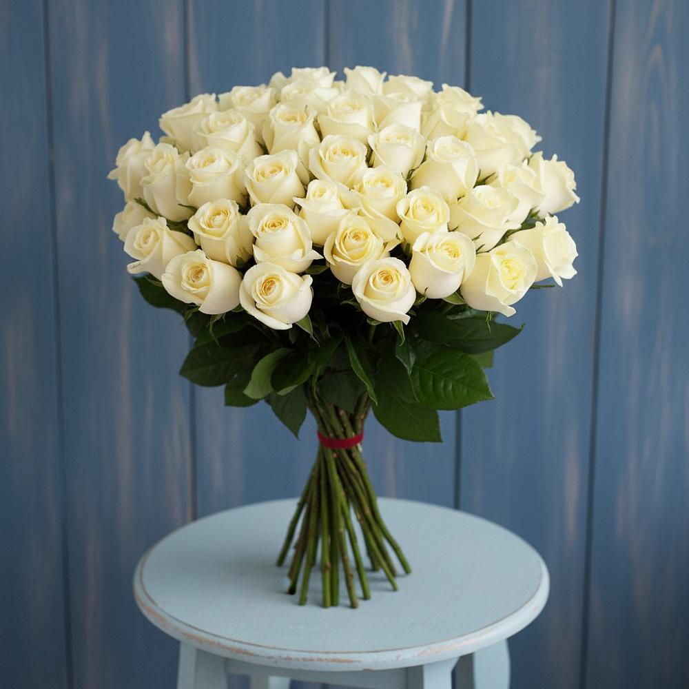 Букет 51 Белая роза Эдлесс Лав в Вуктыле