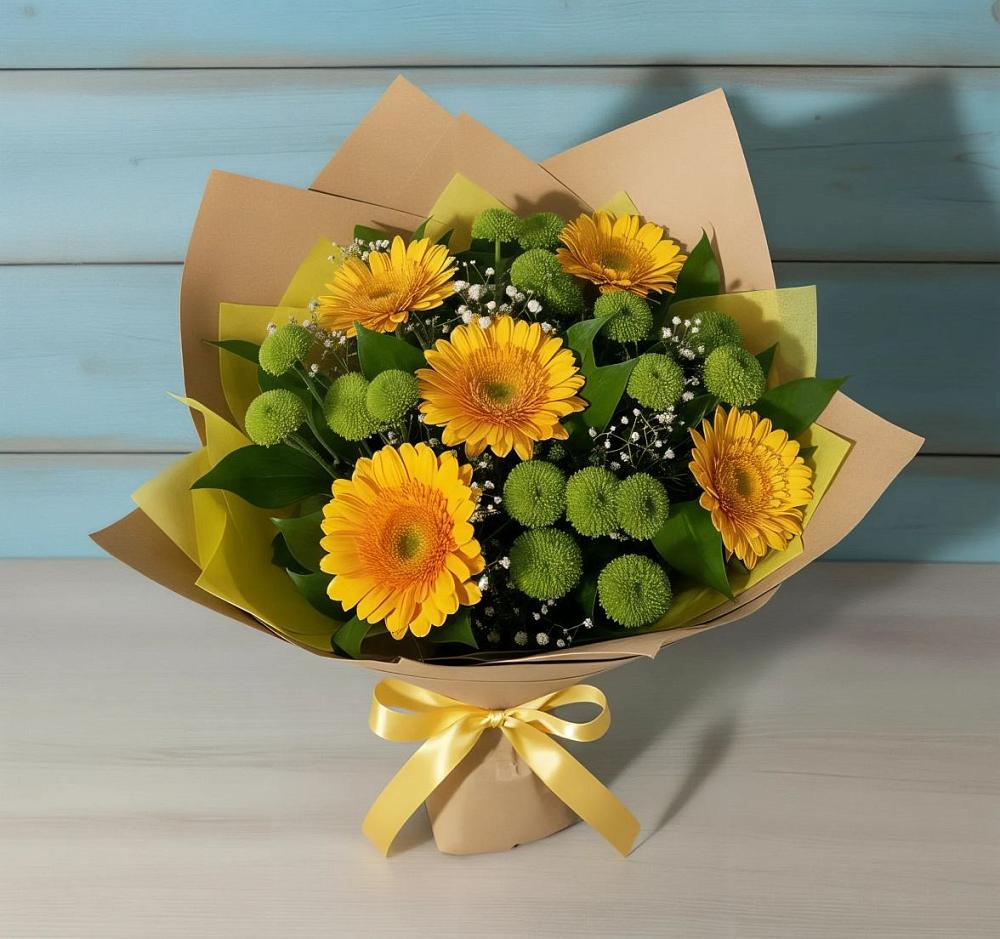 Букет цветов из: Герберы и Хризантемы в Вуктыле
