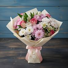 Букет цветов из:  Хризантемы, Альстромерии и Розы #REPLACE_PRED# Вуктыле