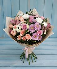 Букет цветов из:  Хризантемы, Розы и Альстромерии в Вуктыле