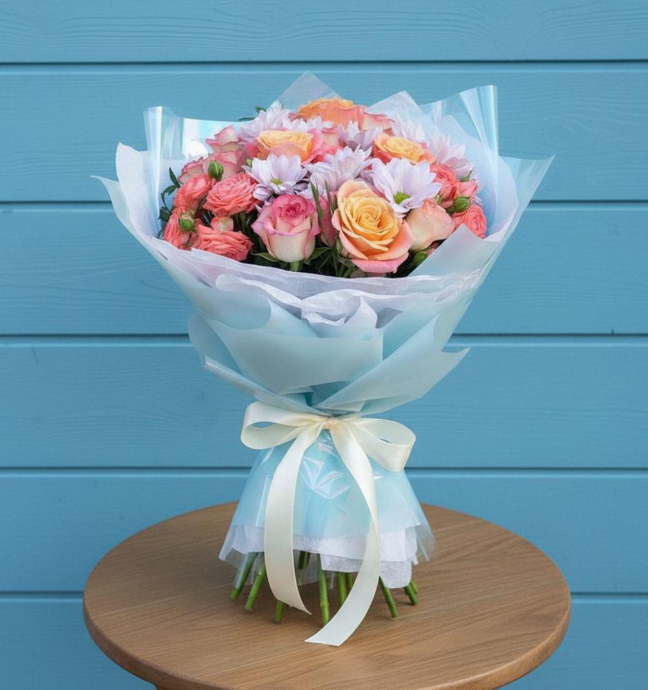 Букет цветов из: Хризантемы и Розы в Вуктыле