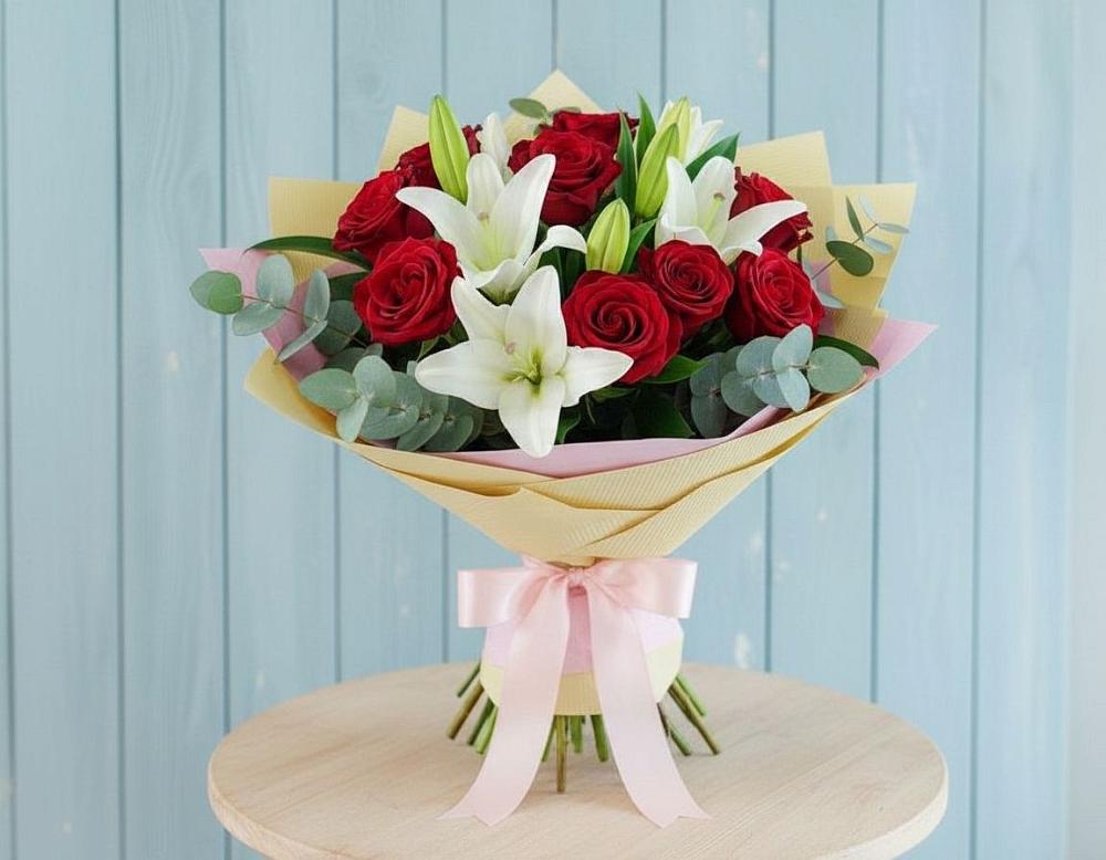 Букет цветов из: Лилии и Розы в Вуктыле